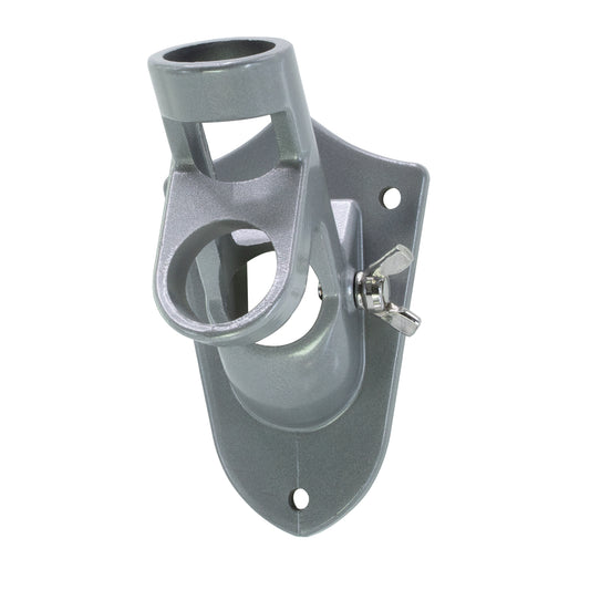 Lakeshore Trade 2 Position Aluminum Flagpole Bracket-For 1 inch Diameter Flagpole - with Installation Screws and Anchors - Silver