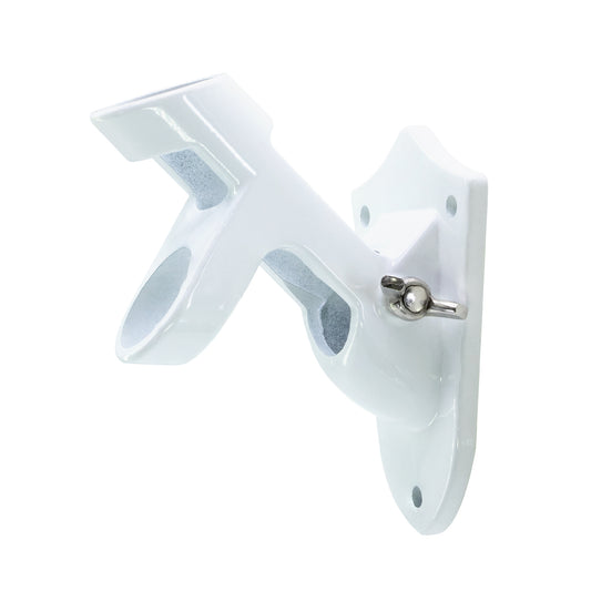 Lakeshore Trade 2 Position Aluminum Flagpole Bracket-For 1 inch Diameter Flagpole - with Installation Screws and Anchors - White