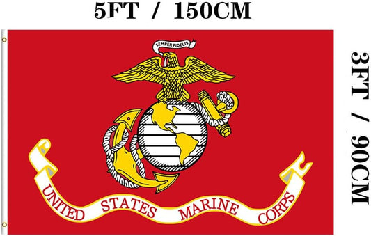 Lakeshore Trade US Marine Corps USMC Military Flags 3x5 Outdoor- Vivid Colors Double Stitched USMC Army Flag Banner with 2 Grommets