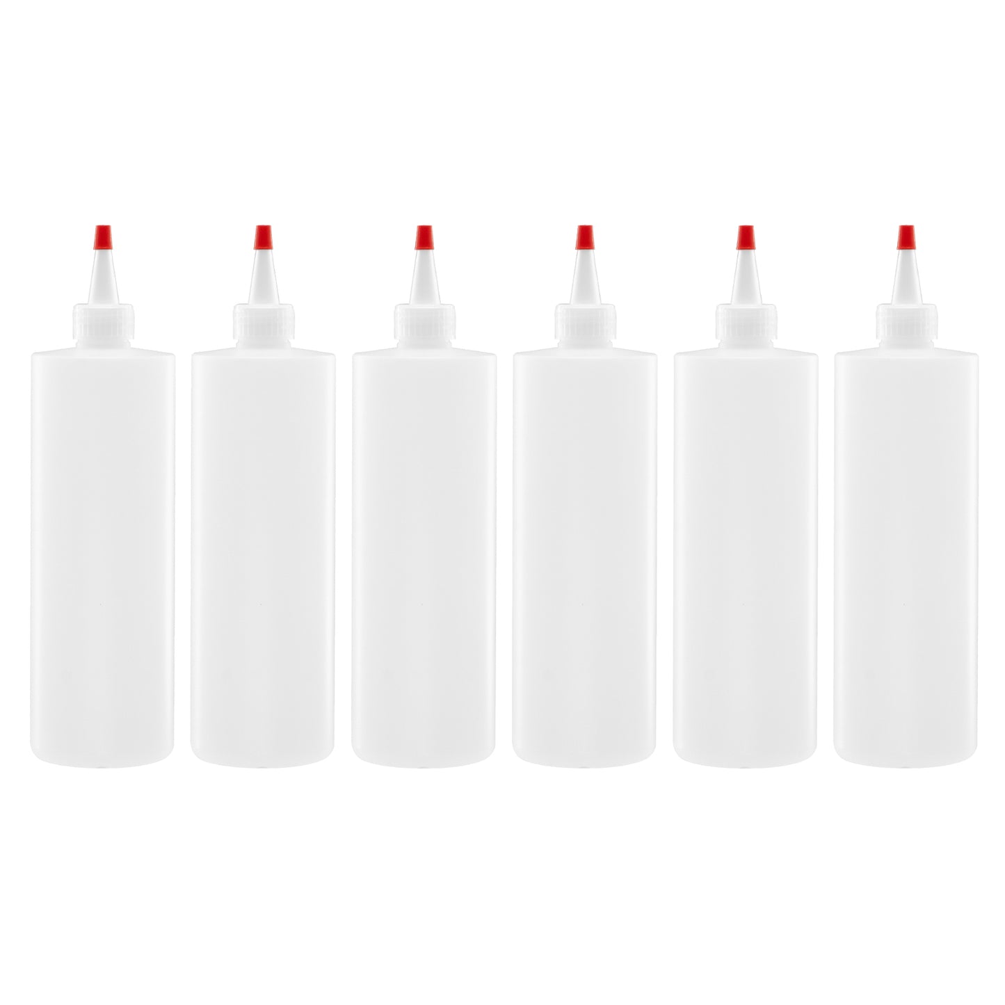 Lakeshore Trade Plastic Squeeze Condiment Bottles with Red Tip Cap 16-ounce Set of 6