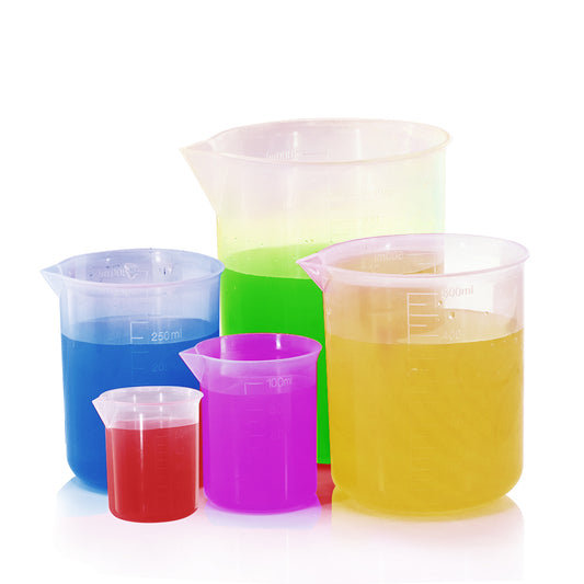 Lakeshore Trade Graduated Plastic Beaker Set, 5 Sizes - 50, 100, 250, 500, 1000ml