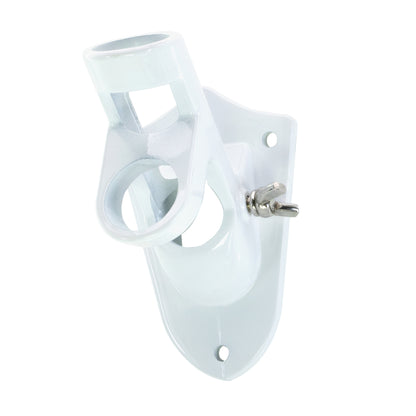 Lakeshore Trade 2 Position Aluminum Flagpole Bracket-For 1 inch Diameter Flagpole - with Installation Screws and Anchors - White