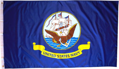 Lakeshore Trade US Navy 3x5 Flag, Polyester, Double Stitched Edges, Brass Grommets, Indoor/Outdoor
