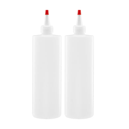 Lakeshore Trade Plastic Squeeze Condiment Bottles with Red Tip Cap 16-ounce Set of 6