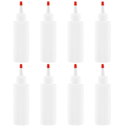 8-Pack of 4 Oz Plastic Small Squeeze Bottles and Caps - BPA-Free, Latex-Free, Food-Grade - Great for Icing, Cookie Decorating, Sauces, Condiments, Arts and Crafts and More