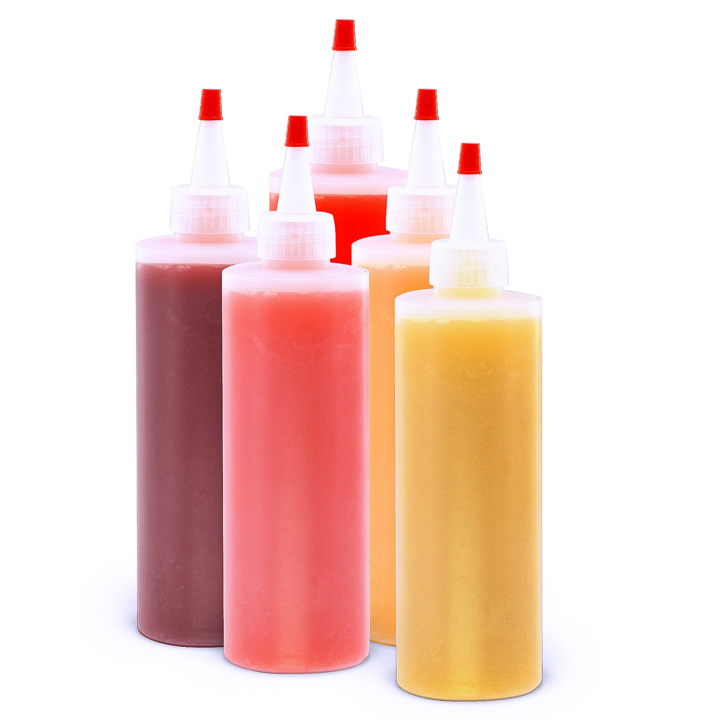 Lakeshore Trade 6 Pack - 8 oz, Plastic Squeeze Bottles HDPE with Cap