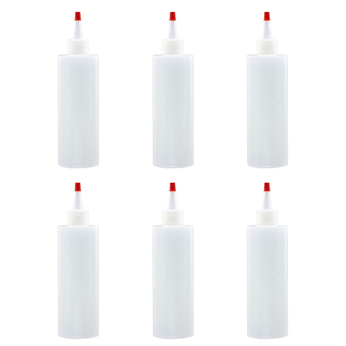 Lakeshore Trade 6 Pack - 8 oz, Plastic Squeeze Bottles HDPE with Cap