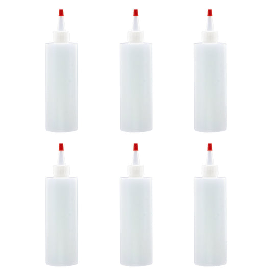 Lakeshore Trade 6 Pack - 8 oz, Plastic Squeeze Bottles HDPE with Cap