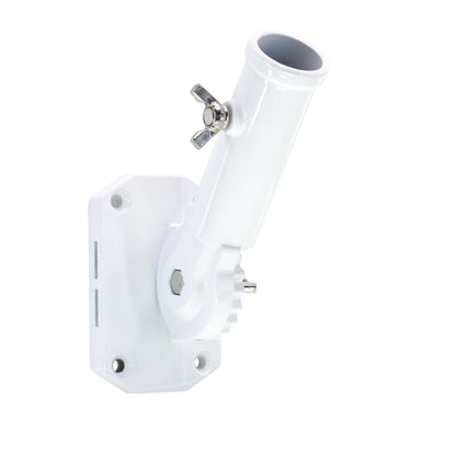 Lakeshore Trade Multi-Position Aluminum Flagpole Bracket, For 1 inch Diameter Flagpole - with Installation Screws and Anchors - White