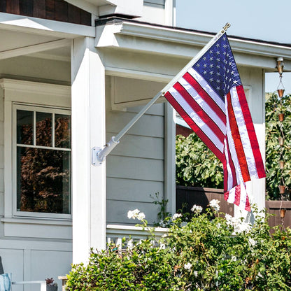 Lakeshore Trade Multi-Position Aluminum Flagpole Bracket, For 1 inch Diameter Flagpole - with Installation Screws and Anchors - White