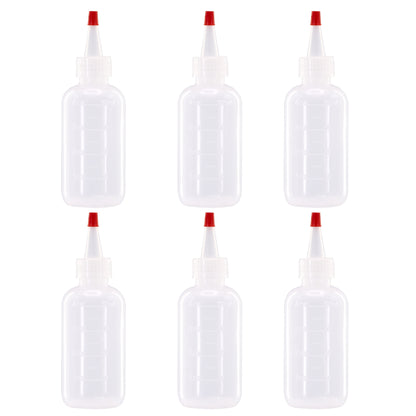 Lakeshore Trade 4oz HDPE Plastic Squeeze Bottles w/Yorker Tips (6-Pack)