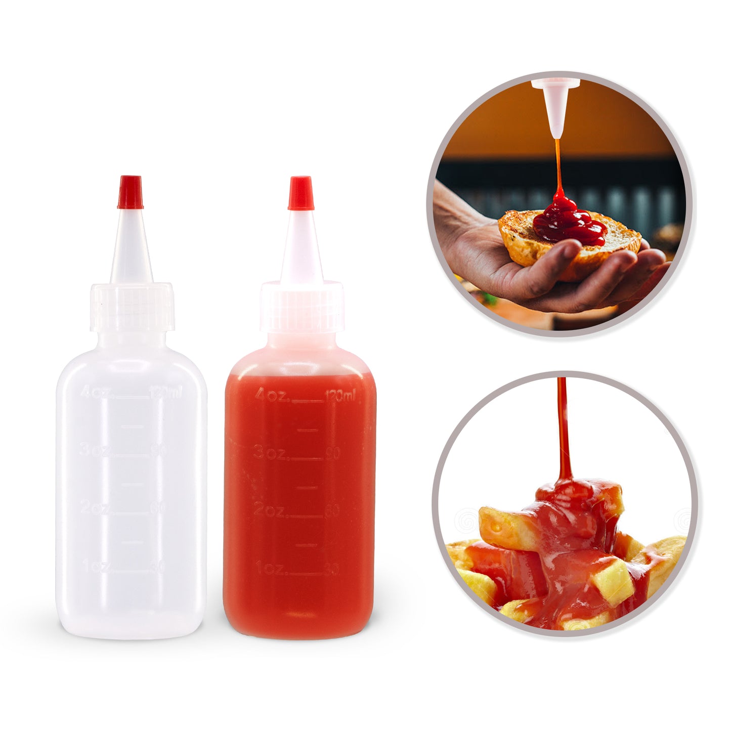 Lakeshore Trade 4oz HDPE Plastic Squeeze Bottles w/Yorker Tips (6-Pack)