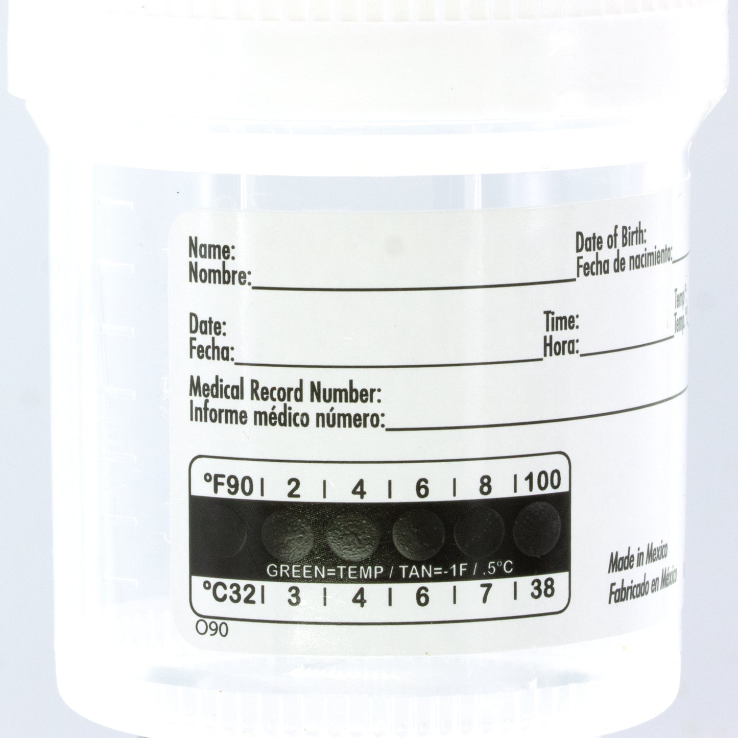 Lakeshore Trade Quality Sterile Specimen Cups, Screw-on Cap, Temperature Strip with Tamper Evident Seal, 3oz/90ml - 5PK